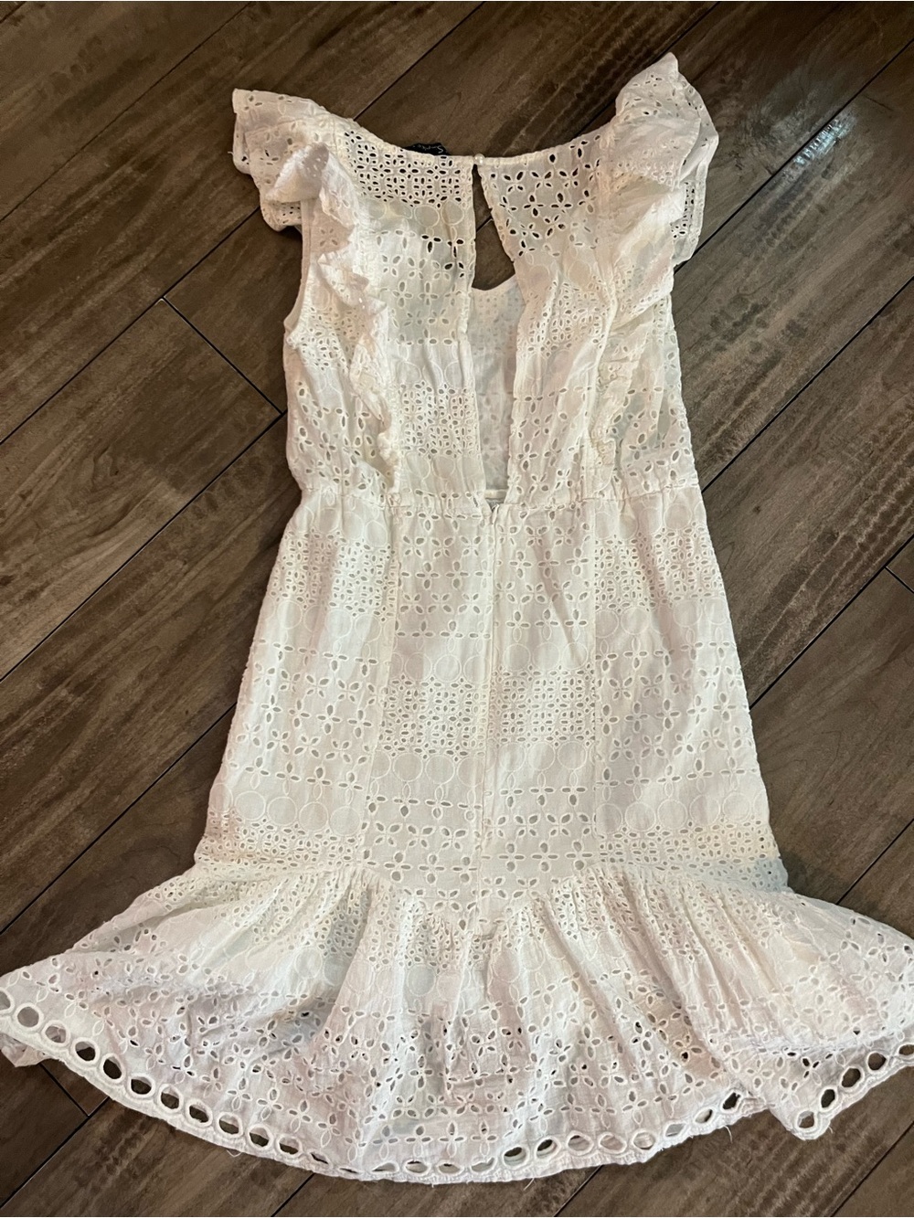 Simplee Apparel White Eyelet Ruffle Mini Dress - Picture 2 of 3